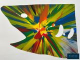 une photo représentant une peinture colorée sur une feuille de papier