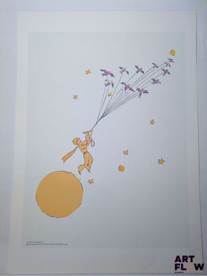 une photo d'une photo représentant un enfant volant avec des ballons