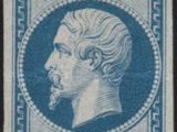 a blue and white stamp with a man ' s face on it