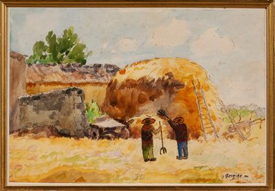 Alfred BERGIER (1881-1971) : Les moissons.