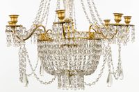 Lustre ancien décoratif, « Sac-à-Perles », en laiton doré et… (photo 3)