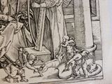 un dessin en noir et blanc représentant un homme et un chien