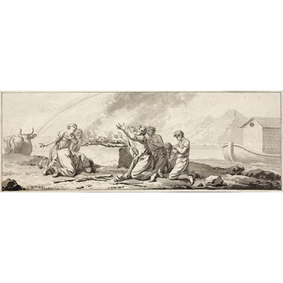 un vieux dessin représentant un groupe de personnes dans un champ