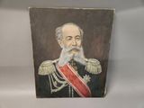 an old painting of a man with a long beard and a red sash