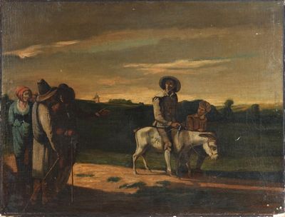 Ecole du XIXe siècle Le marchand sur sa mule