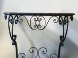 wrought iron console table with marble top