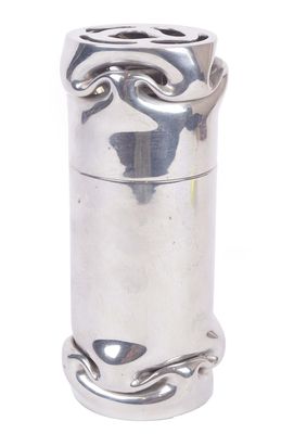 an image of a metal container with a handle on a white background