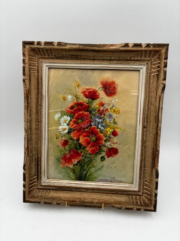 Madeleine RENAUD (1900-1994) « Bouquet de fleurs sauvages ». Aqua...