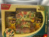 display case of pokemon toys in a store with lights on