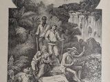 an old book with a picture of a man and a woman on it