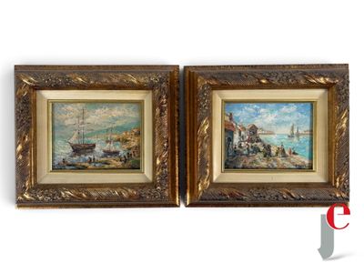 deux tableaux encadrés représentant des bateaux sur l'eau et un bateau dans l'eau
