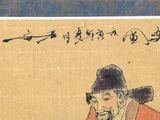 an image of a painting of a man sitting on a bench