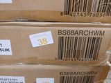 several boxes are stacked on top of each other in a warehouse
