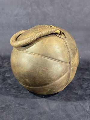 Medicine Ball Vintage En Cuir – Années 50/60, 25 Cm, Marron, Unisexe
