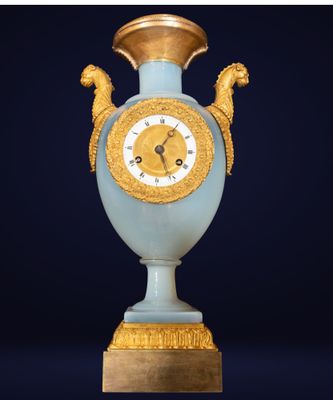 Pendule Empire française montée sur une lampe du 19e siècle