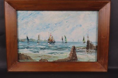 Pierre ARNAUD (1912-). "Marine, Criel sur Mer, Calvados", hu…