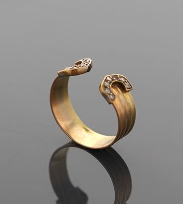 Bague ouverte en trois tons d'or jaune, rose et gris 18K 750…