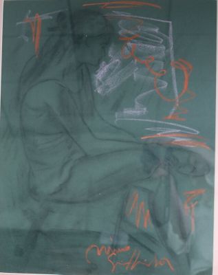 Nino GIUFFRIDA (1924- 2015) Jeune fille assise Pastel sur pa…
