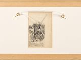 an image of a drawing of a man riding a horse