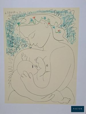 l'image d'un dessin représentant une femme tenant un bébé