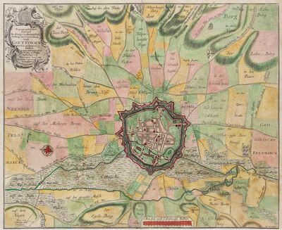 une vieille carte de la ville de Paris, avec un plan circulaire de la ville