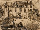 an image of a drawing of a man on a horse drawn carriage