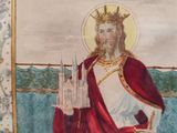 an image of a painting of jesus with a crown on his head