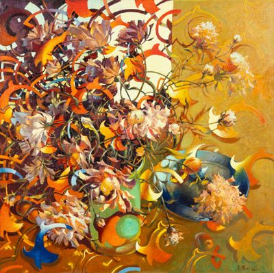 Viktor Musi (1963) 'Fleurs colorées' Huile sur toile. (2001)