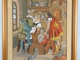 tableau encadré représentant un homme et une femme dans une cuisine