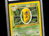 a close up of a pokemon card with a banana on it