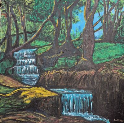 E.MORONI Scène de rivière en cascade
