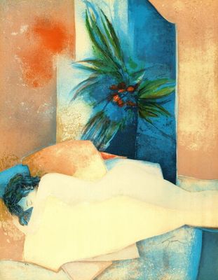 Claude GAVEAU (1940-2021) - Femme allongée, lithographie ori…