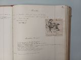 an open book with a drawing of a man and a woman on it