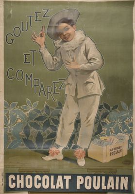 Affiche française faisant la promotion du chocolat Poulain, « C'est » et Compape