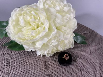 Bague à entourage en or jaune 18K à chaton ajouré sertie de …