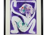 une image représentant un tableau d'une femme vêtue de violet et de blanc