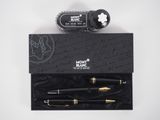 the mont blanc fountain pen and rollerball pen are in a black box