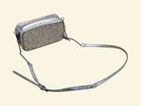 silver glitter cross body bag with strap and shoulder strap