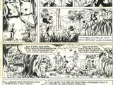 une page d'une bande dessinée sur laquelle on aperçoit un homme et une femme à l'arrière-plan