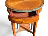 an image of a wooden table with a drawer underneath it