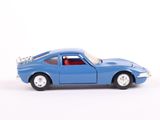 a blue toy car that is sitting on a white surface