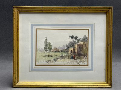 Ecole orientaliste XX° Aquarelle signée ABDEL Latif Atia