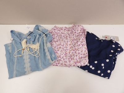 trois vêtements posés sur une table blanche
