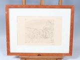 a drawing of a group of people standing in front of a wooden easel