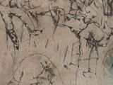 a drawing of a group of animals in a field