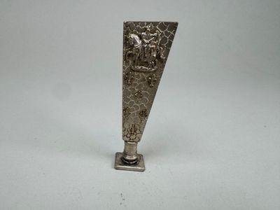 Sceau à cacheter métal argenté ciselé à décor d'un cavalier … - Photo 1