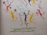drawing of a group of people dancing in a circle