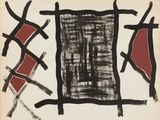 an image of a black and red painting on a white background
