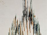an image of a drawing of a mountain with trees in the foreground