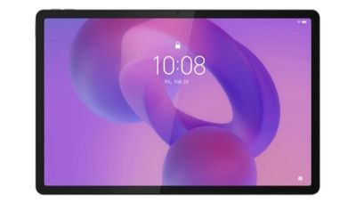 une tablette dotée d'un écran violet et d'un fond violet